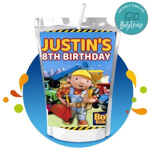Bob the Builder Capri Sun Birthday Labels Digital File Printable Instant Download
