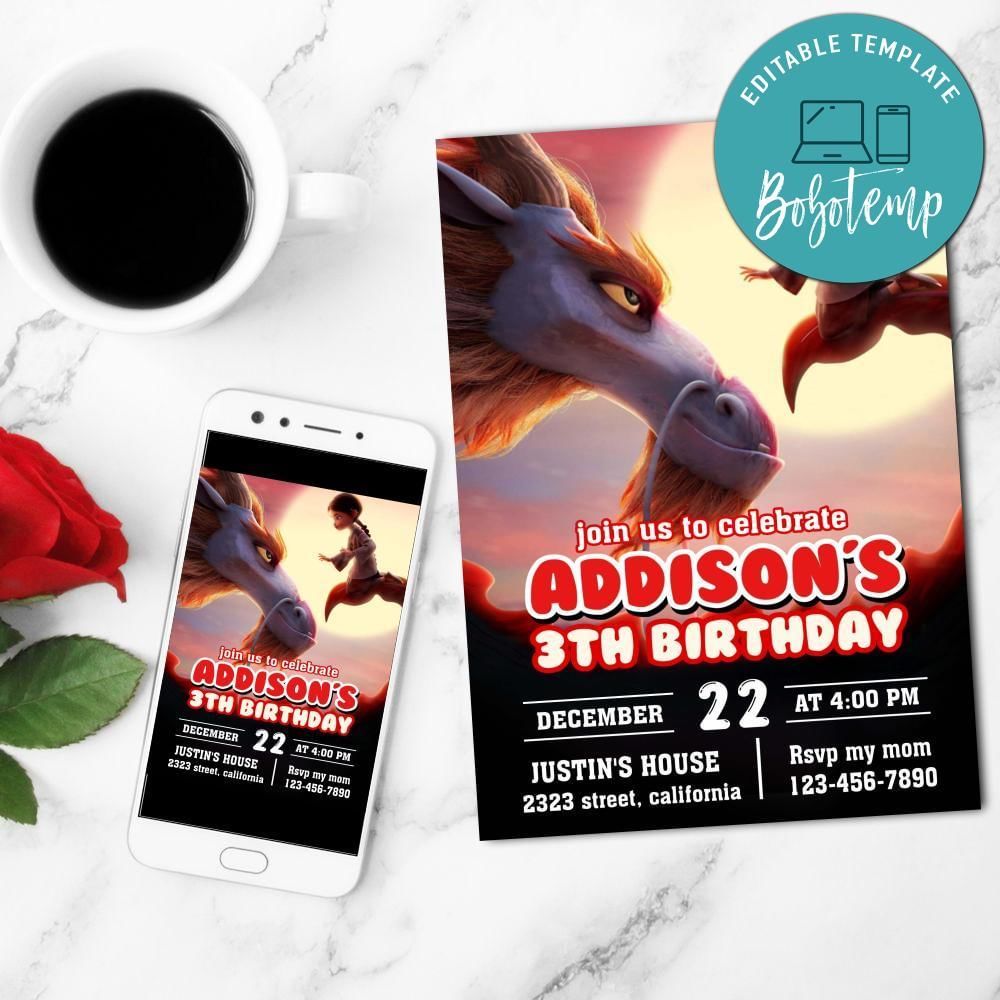 Dragonkeeper Invitation Customizable Template to Print at Home Instant Download