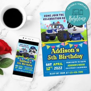 Babybus Police Mobile Invite Customizable Template Instant Download