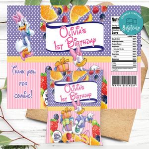 Daisy Duck Birthday Party Fruit Snack Bag Digital File Printable Instant Download
