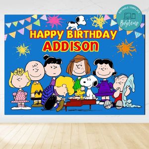 Snoopy Birthday Backdrop Digital File Template Instant Download