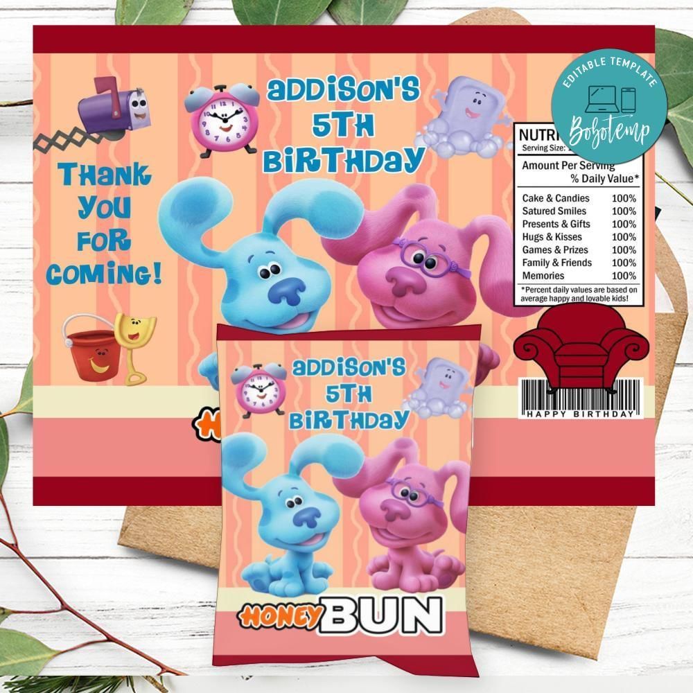 Blue's Clues Honeybun Snack Bag Digital File Printable Instant Download