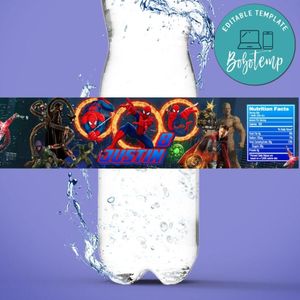 Spiderman No Way Home Birthday Water Bottle Label Template to Print at Home Instant Download