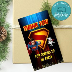 Superman 2025 Thank You Tag Customizable Template To Print At Home Instant Download