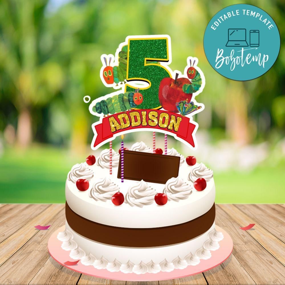 Hungry Caterpillar Cake Topper Template Printable Instant Download