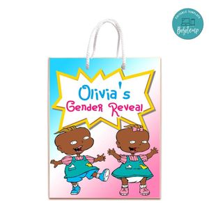 Phil And Lil Gender Reveal Gift Bag Label Template Printable Instant Download