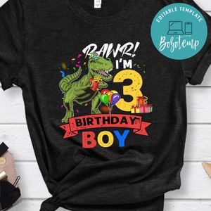 Three Rex Dinosaur Birthday Boy Customer request PNG file template