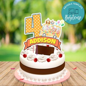 School Bus Animals Cake Topper Template Printable Instant Download
