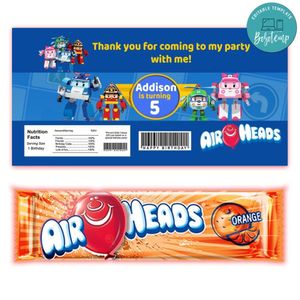 Robocar Poli Airhead Candy Wrapper Template Printable Instant Download