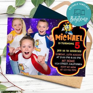 Funsquad Birthday Invitation Customizable Template to Print at Home Instant Download