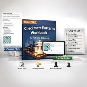Chess Checkmate Patterns Workbook for Kids & Beginners - 30 Days Puzzle Course