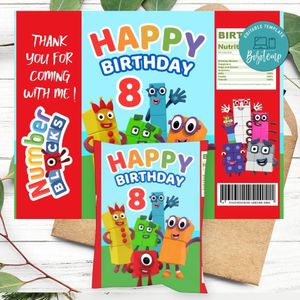 Numberblocks Birthday Chip Bag Digital File Printable Instant Download