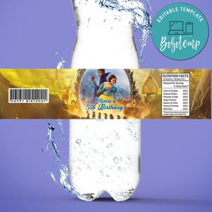 Snow white 2025 Birthday Water Bottle Label Template to Print at Home Instant Download