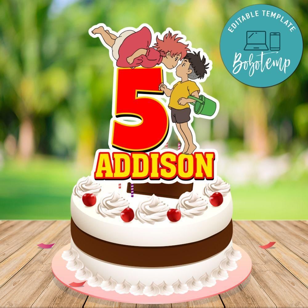 Ponyo Cake Topper Template Printable Instant Download