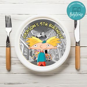 Hey Arnold Birthday Plate Template Customizable To Print At Home Instant Download