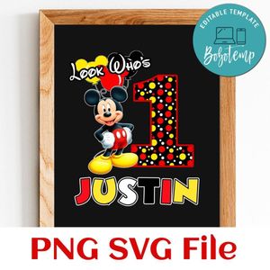 Look who's Mickey Birthday PNG file template