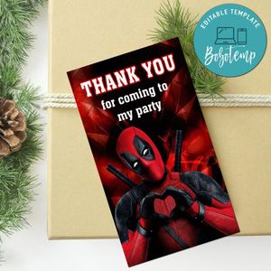 Deadpool Thank You Tag Customizable Template To Print At Home Instant Download