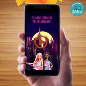 Barbie Big City Dream Birthday Video Invitation Digital Template Customizable Instant Download