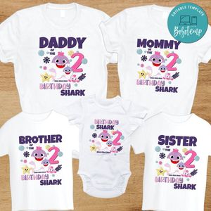 Baby Shark Family Birthday PNG file template