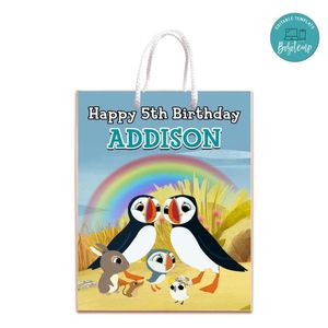 Puffin Rock Gift Bag Label Template Printable Instant Download