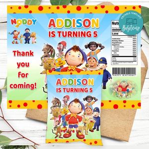 Noddy And Friends Birthday Party Chip Bag Digital File Printable Instant Download