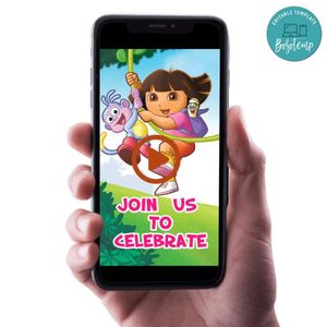 Dora the explorer Birthday Video Invitation Digital Template Customizable Instant Download