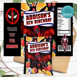 Deadpool Fruit Birthday Party Fruit Snack Bag Digital File Printable Instant Download