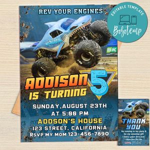 Megalodon Monster Invitation Template Free Thank You Card Printable