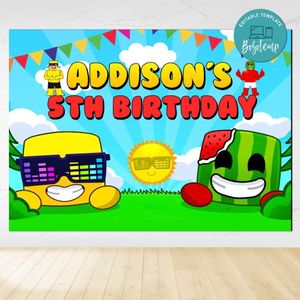 Sunny And Melon Birthday Backdrop Digital File Template Instant Download