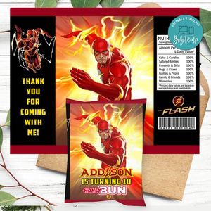 The Flash Birthday Honey Buns Snack Bag Label Customizable Instant Download