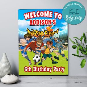 Inazuma Eleven Birthday Welcome Sign Digital File Printable Instant Download