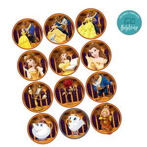 Beauty And The Beast Cupcake Toppers Template Printable Instant Download
