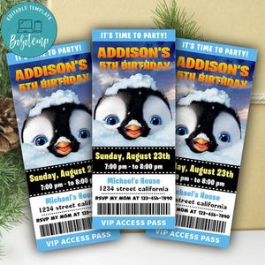 Happy Feet Ticket Invitation Customizable Template Instant Download