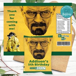 Breaking Bad Birthday Honey Buns Snack Bag Label Customizable Instant Download