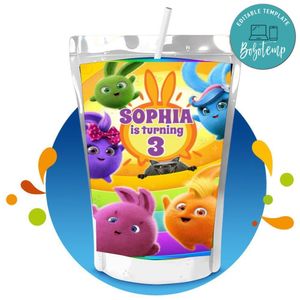 Sunny Bunnies Capri Sun Birthday Labels Digital File Printable Instant Download