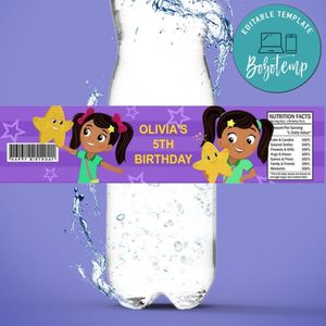 Nina's World Bottle Label Birthday Water Bottle Label Template to Print at Home Instant Download