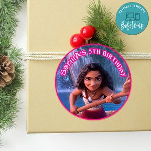 Moana 2 Circle Sticker Template Customizable To Print At Home Instant Download