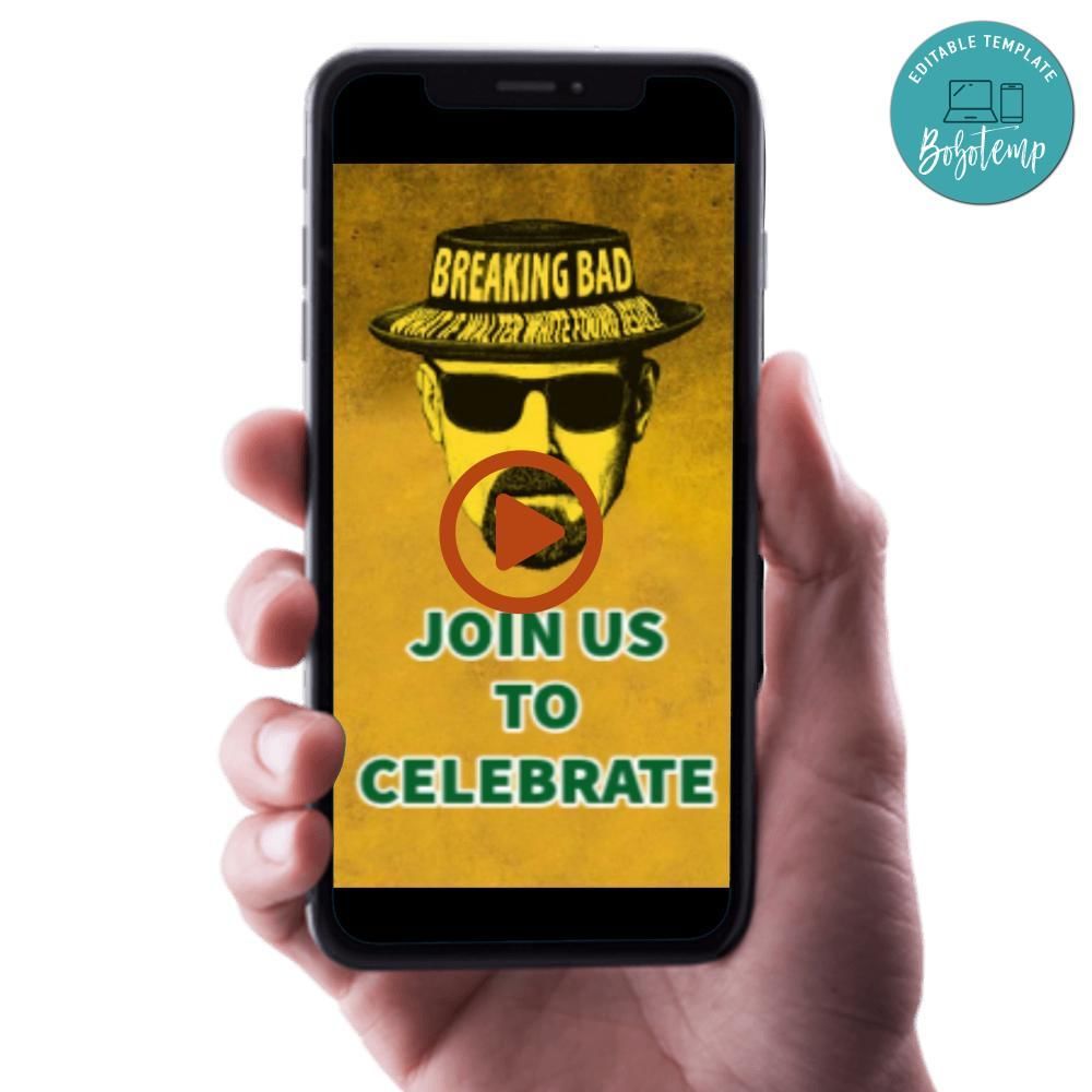 Breaking bad Birthday Video Invitation Digital Template Customizable Instant Download