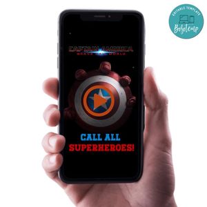 Captain America Brave New World Birthday Video Invitation Digital Template Customizable Instant Download
