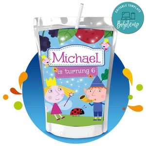 Ben and holly Capri Sun Birthday Labels Digital File Printable Instant Download