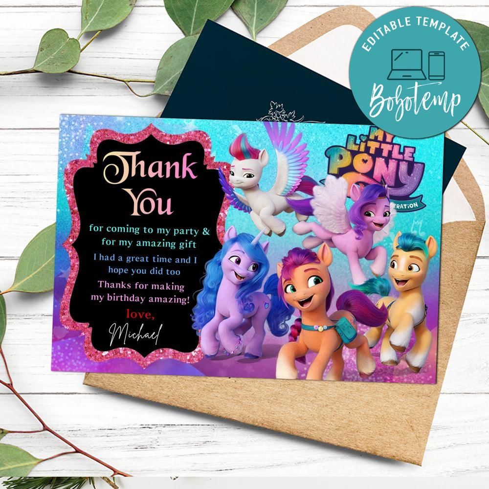 My Little Pony Birthday Thank You Cards Pin On Diy Party
