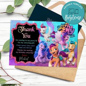 My Little Pony A New Generation Thank You Card Customizable Template To Print At Home Instant Download