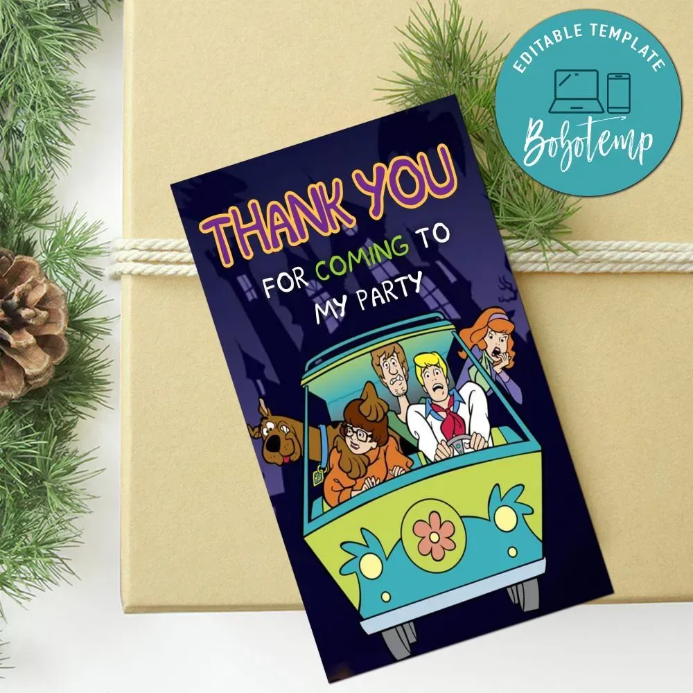 Scooby Doo Thank You Tag Customizable Template | Bobotemp