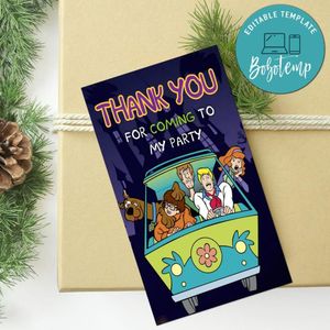 Scooby Doo Thank You Tag Customizable Template To Print At Home Instant Download