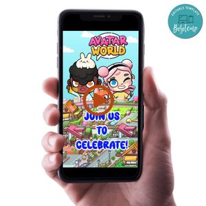Avatar World Birthday Video Invitation Digital Template Customizable Instant Download