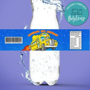 Magic School Bus Birthday Water Bottle Label Template To Print At Home Instant Download