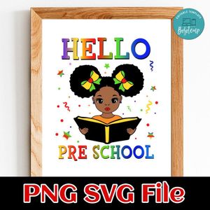 African Girl Hello Pre School PNG file template