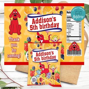 Clifford Birthday Party Fruit Snack Bag Digital File Printable Instant Download