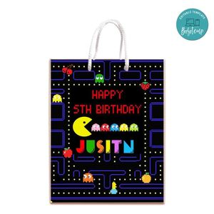 Pacman Gift Bag Label Template Printable Instant Download