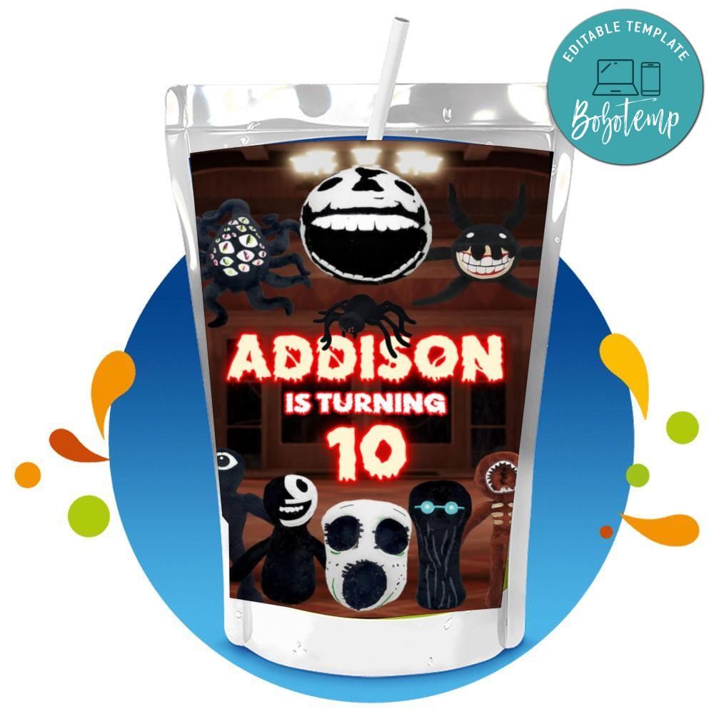 Doors scary game Capri Sun Birthday Digital File Printable | Bobotemp